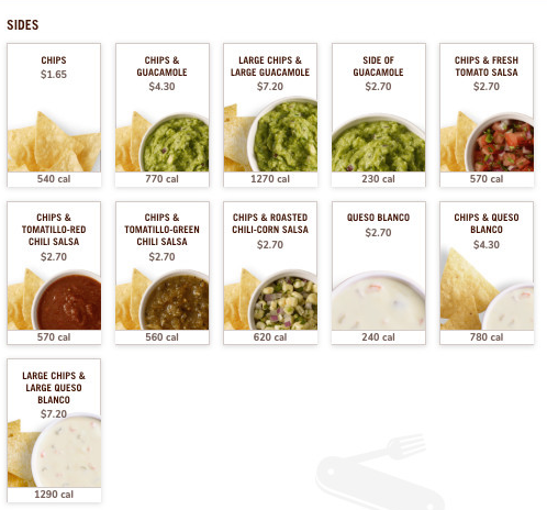 sides of chipotle menu USA