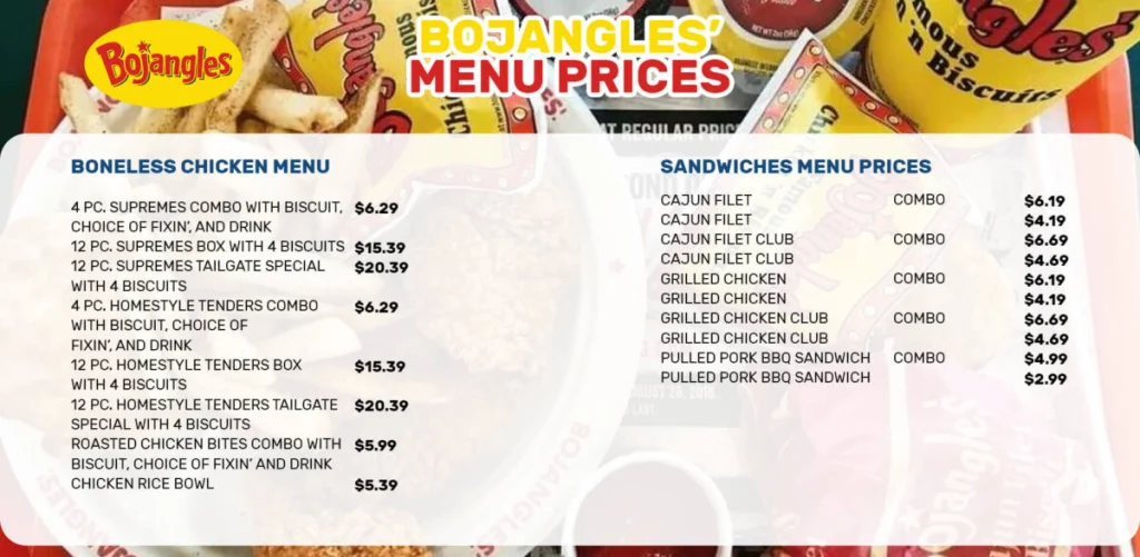 Bojangles Menu USA & Updated Prices 2024 Latest Restaurant Menus with