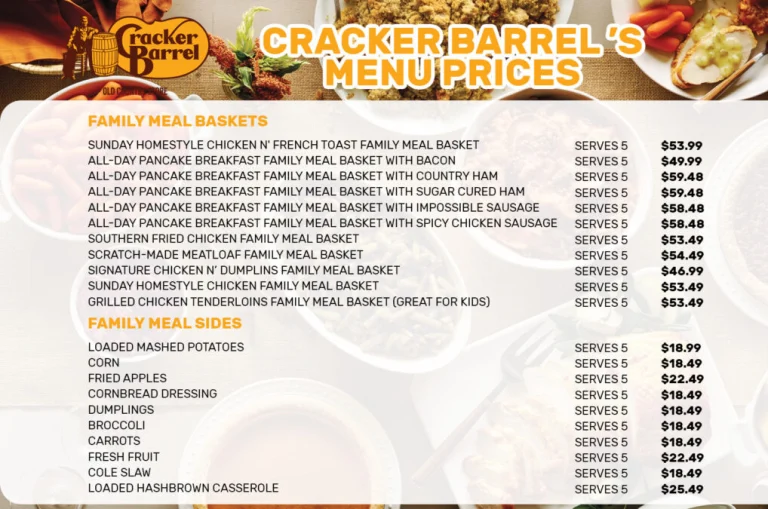 Cracker Barrel Menu prices In USA