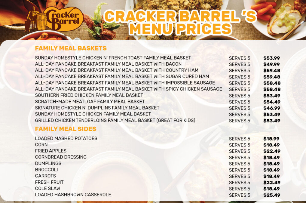 Cracker Barrel Menu prices In USA 