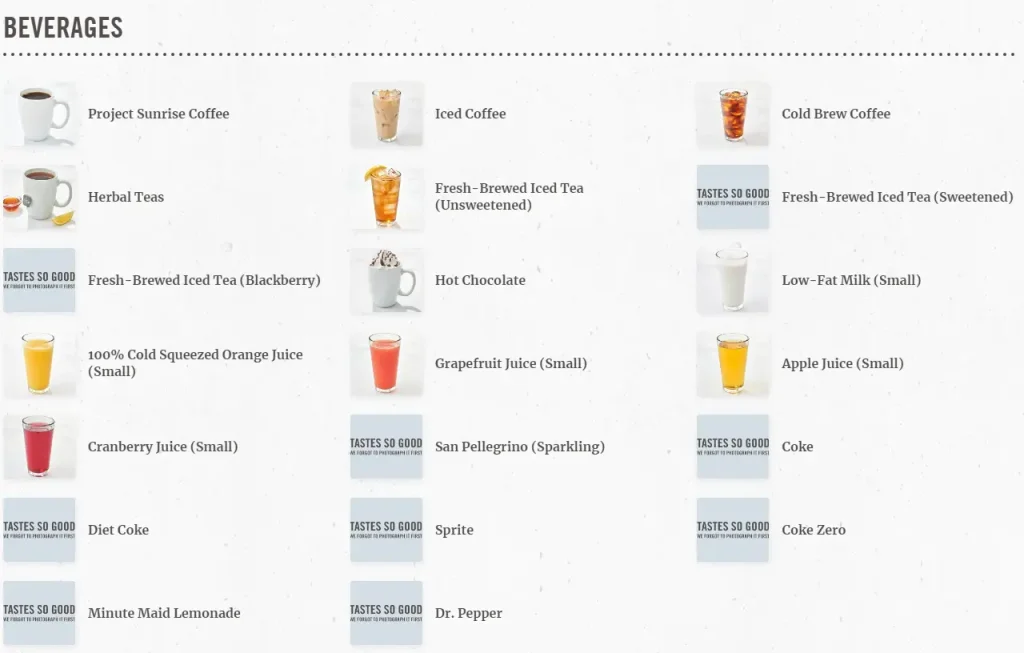 First Watch Beverages menu