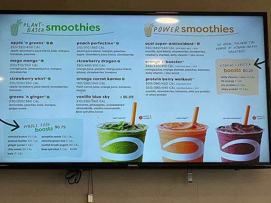 Jamba Juice Menu USA