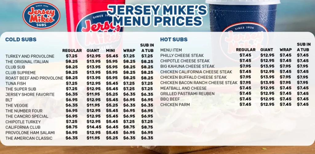 Jersey Mike’s Subs Menu & Prices In USA 