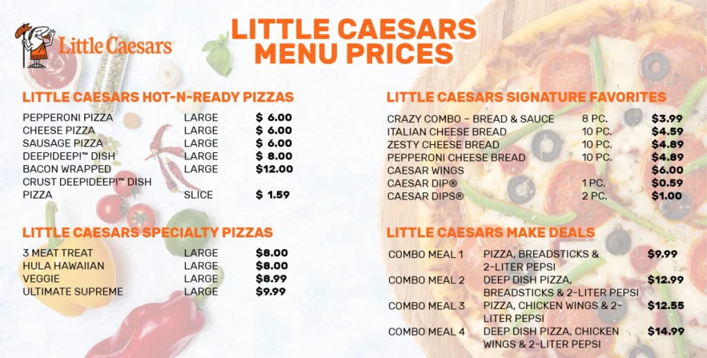 Little Caesars Menu  Prices in USA