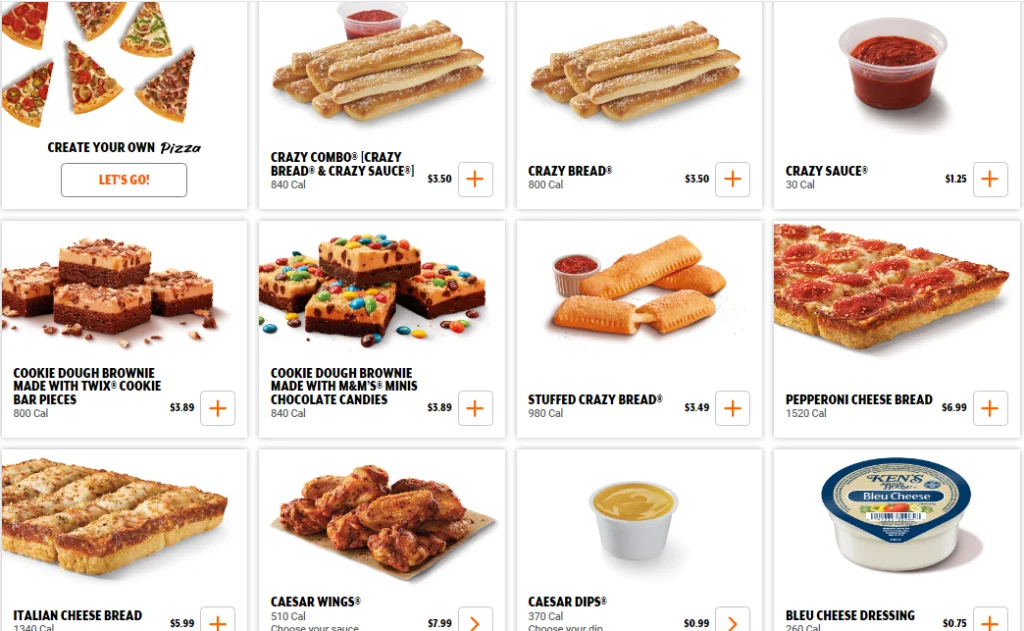 Little ceasers Sides Menu USA