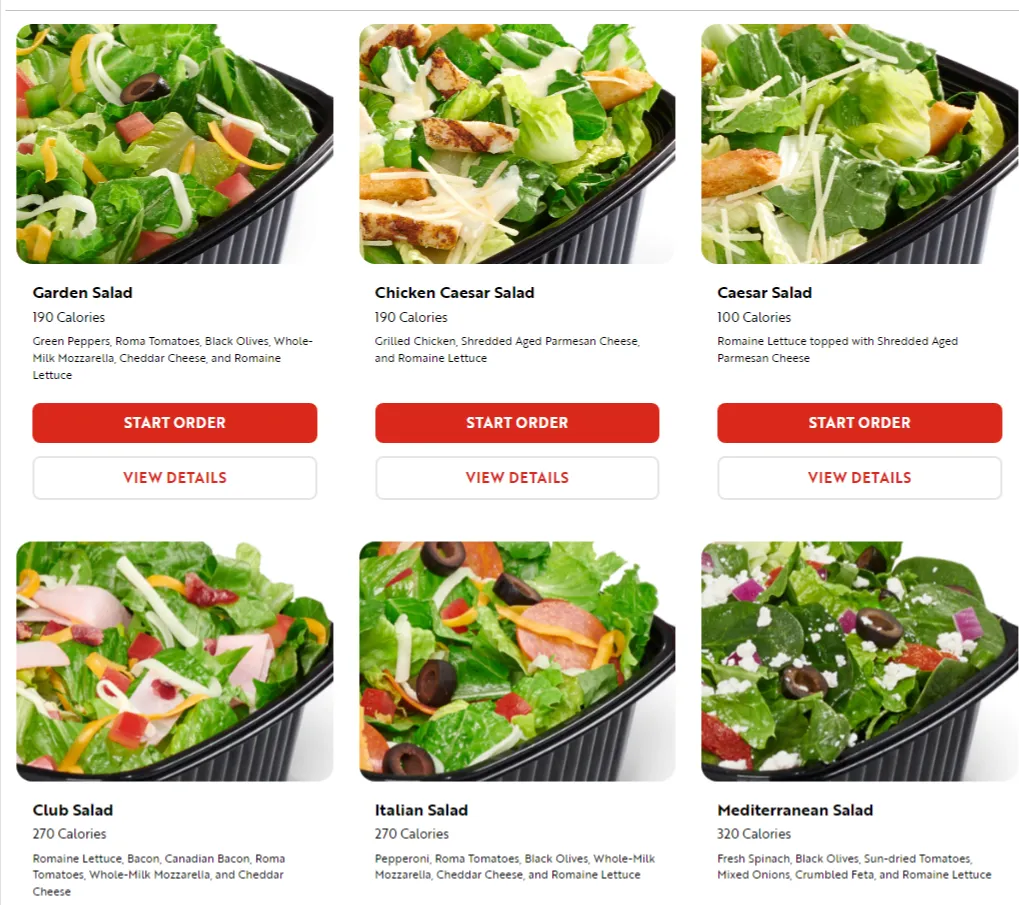 Papa Murphy’s salad menu