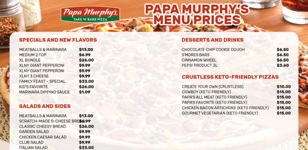 Papa murphy's menu prices in USA