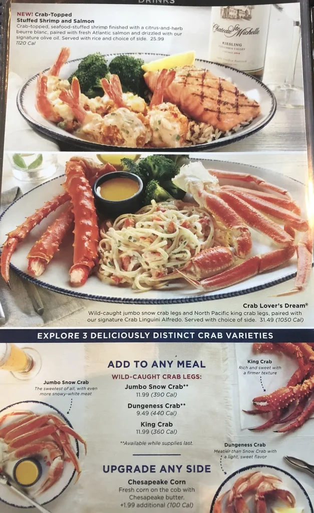 Red Lobster Menu Prices in USA