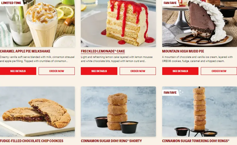 Red Robin Desserts Menu USA