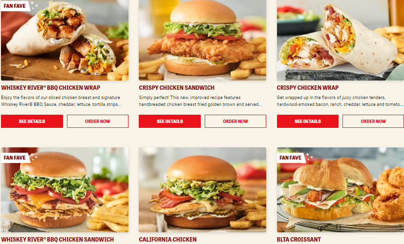 Red Robin chicken sandwich & wraps