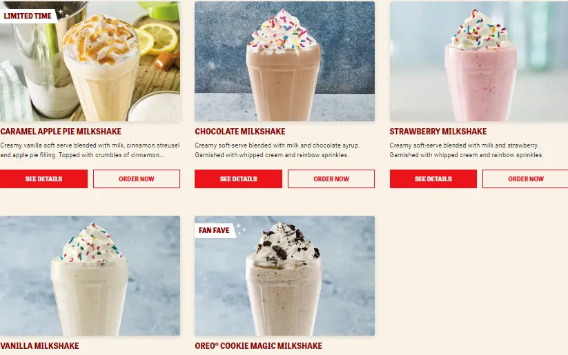 Red robin milkshakes & smothies