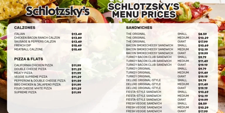 Schlotzsky’s Menu USA