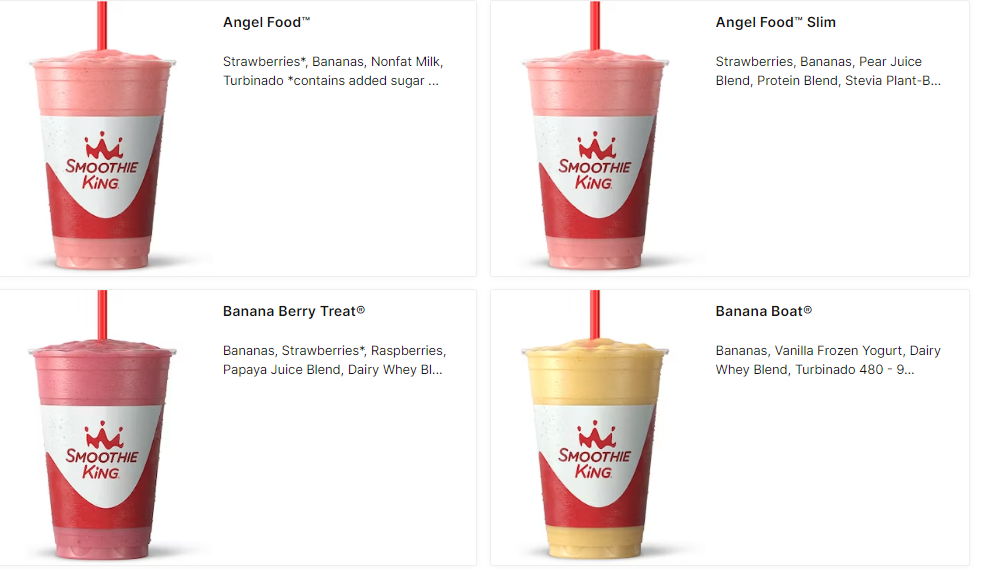 Smoothie king most popular menu USA