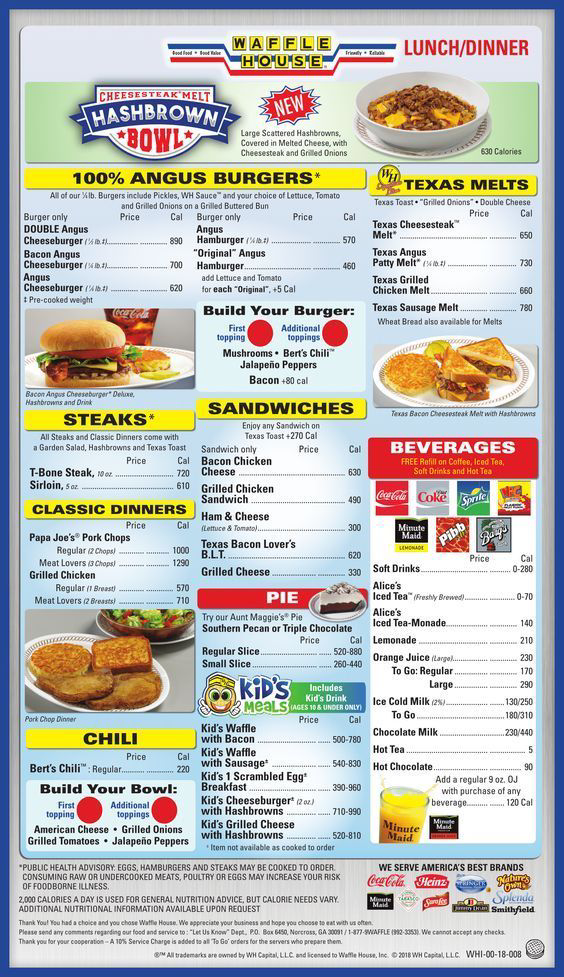 Waffle House Menu Prices in USA