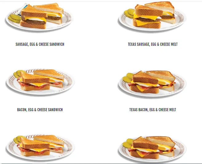 Waffle house Breakfast Sandwiches & Texas Melts