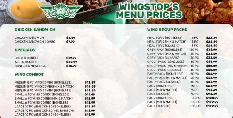 Wingstop Menu & Prices in USA