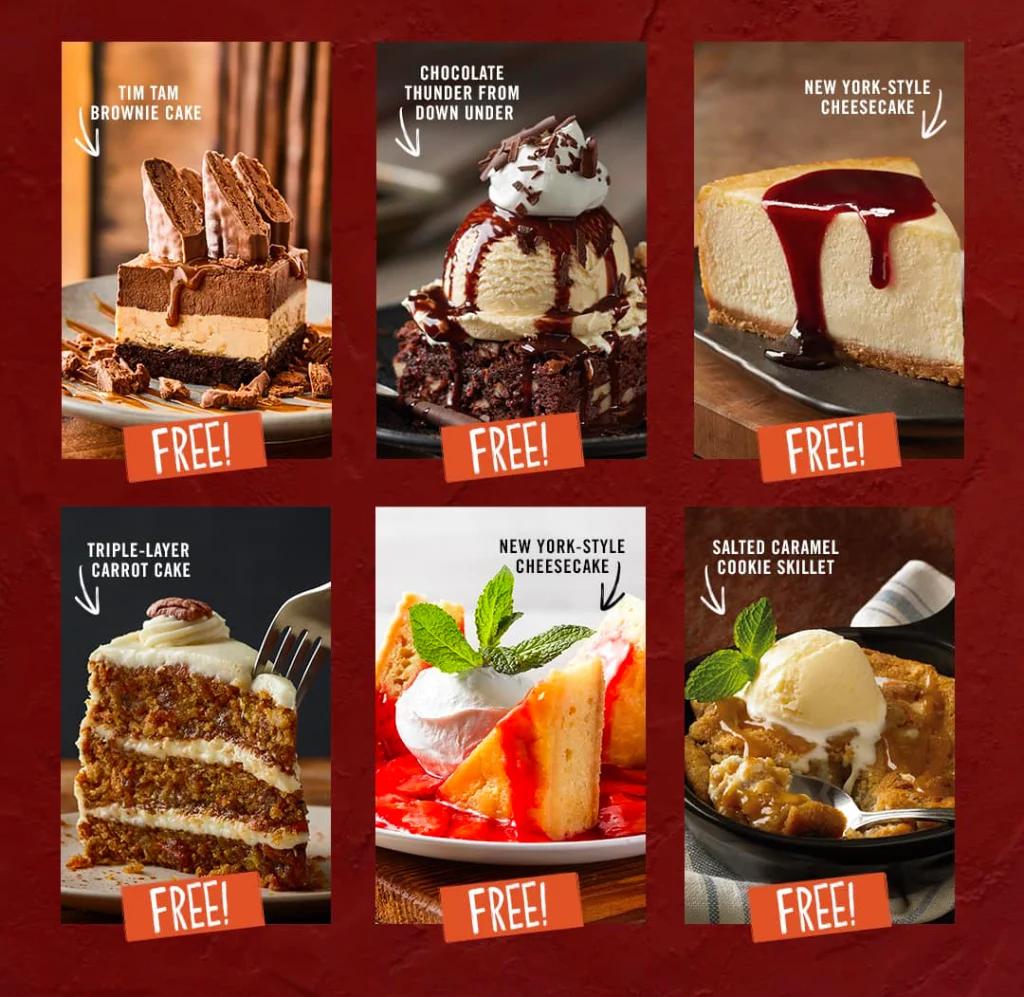 outback  Steakhouse desserts menu USA 