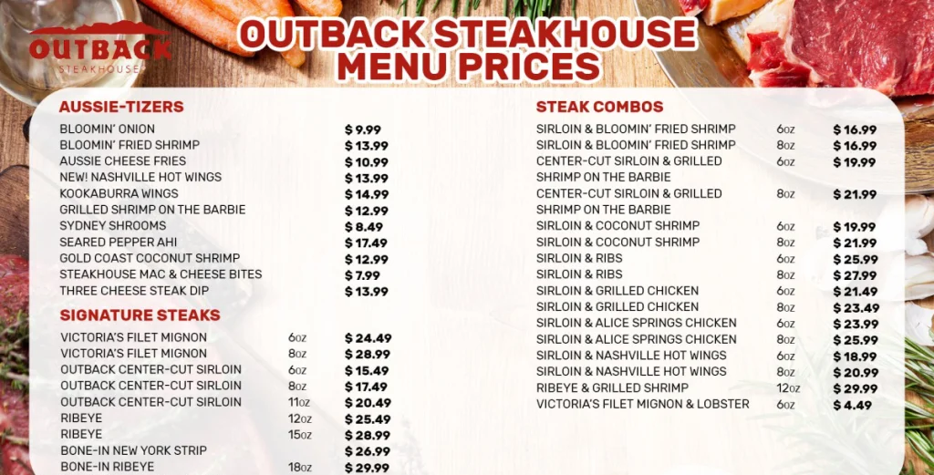 outback  Steakhouse menu prices in USA