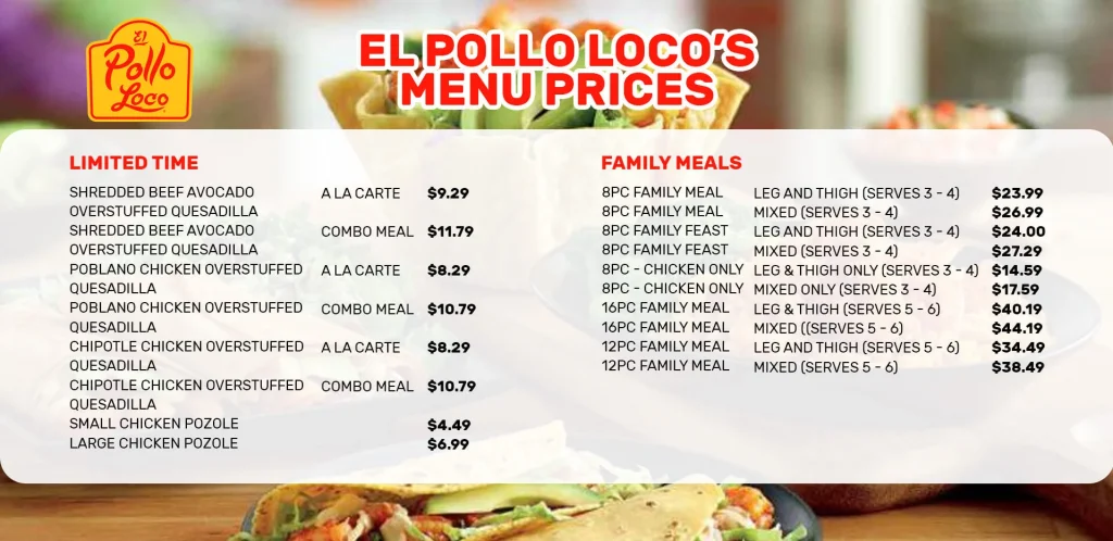 El Pollo Loco Menu USA