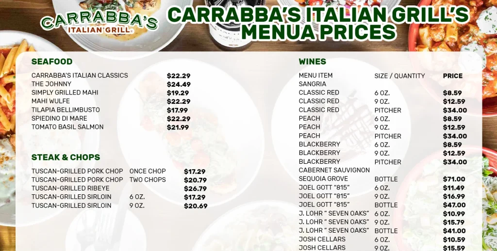 Carrabba’s Menu USA